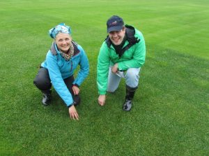 Anu and Jarkkos find some tall fescue in England – but this variety is for playing golf on, not for making silage!