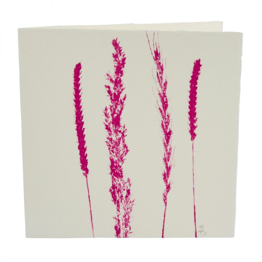 grass print note card hand printed with headed grasses in how to print note cards